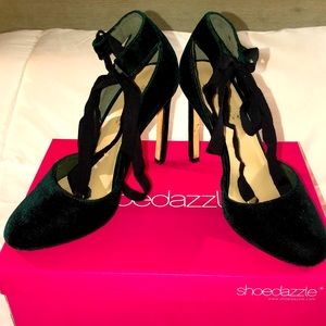 Velvet Ankle Tie Heel